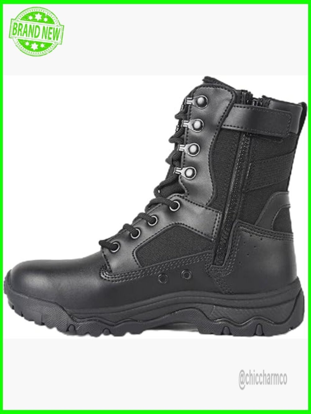 8" Side Zip Tactical Boots Lightweight Military Combat Work Shoes